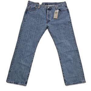 Levis 501 Original Fit Mens 42x30 Blue Jeans Stonewash Straight Leg Button Fly